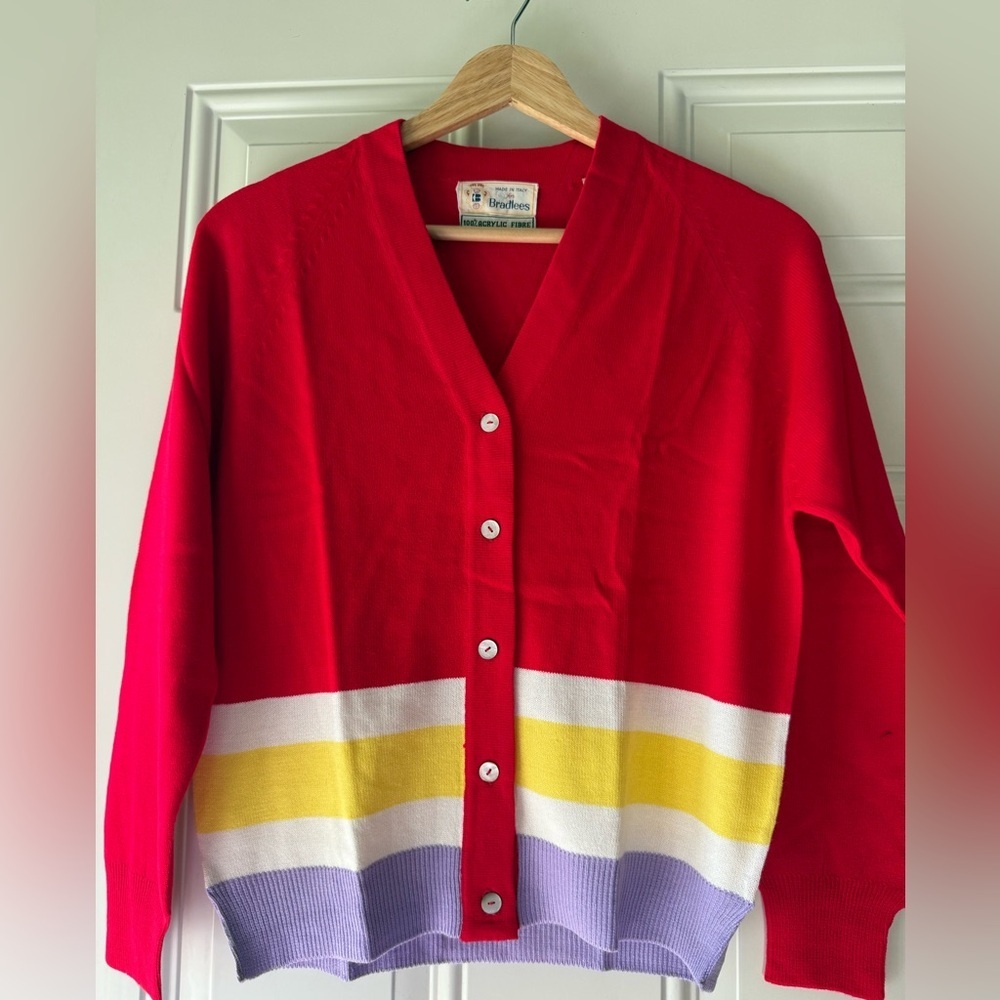 VTG Size 34 Bradlees Acrylic Cardigan Made In Italy - Picture 1 of 6
